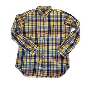Ralph Lauren Blue Label Long Sleeve Shirt Classic Fit Men's L Large Plaid Yellow
